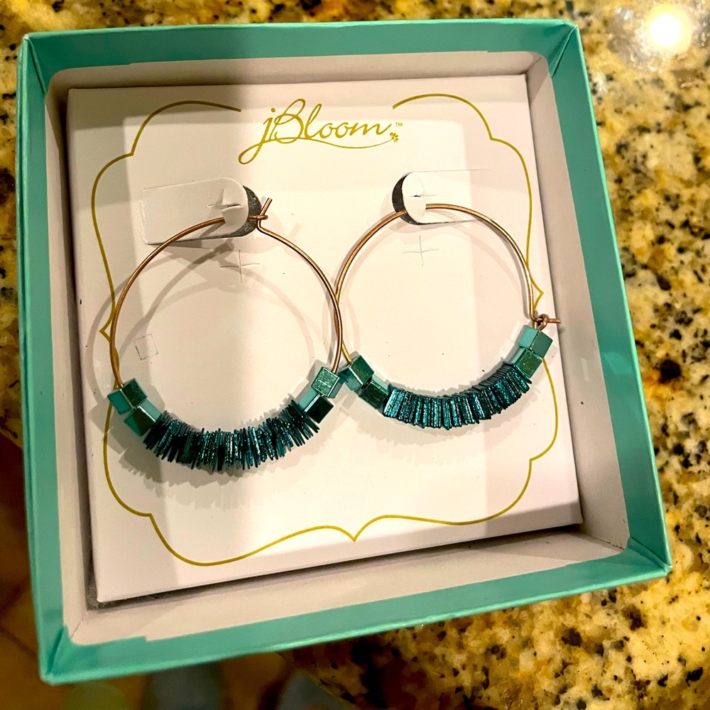 JBloom turquoise hoops, brand new never worn.  Very pretty!